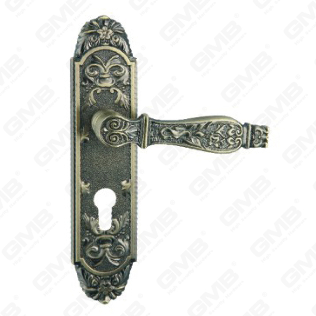 Tirador de la manija de la puerta Herrajes para puertas de madera Manija de la cerradura de la manija de la puerta en la placa para la cerradura de embutir de aleación de zinc o manija de la placa de la puerta de acero (ZM40293-DAB)