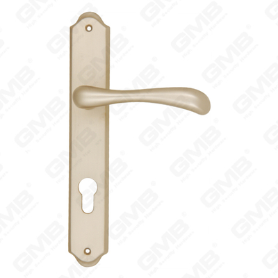 Manijas de latón Herrajes para puertas de madera Manija Manija de puerta de bloqueo en placa para cerradura de mortaja (B-PM3661-SN)