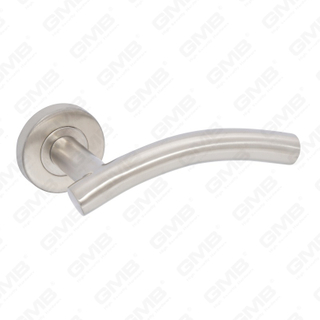 Alta calidad BS En1906 Grado 4 SUS304 Manija de palanca de puerta interior de rosa redonda de entrada de acero inoxidable (LHT005)