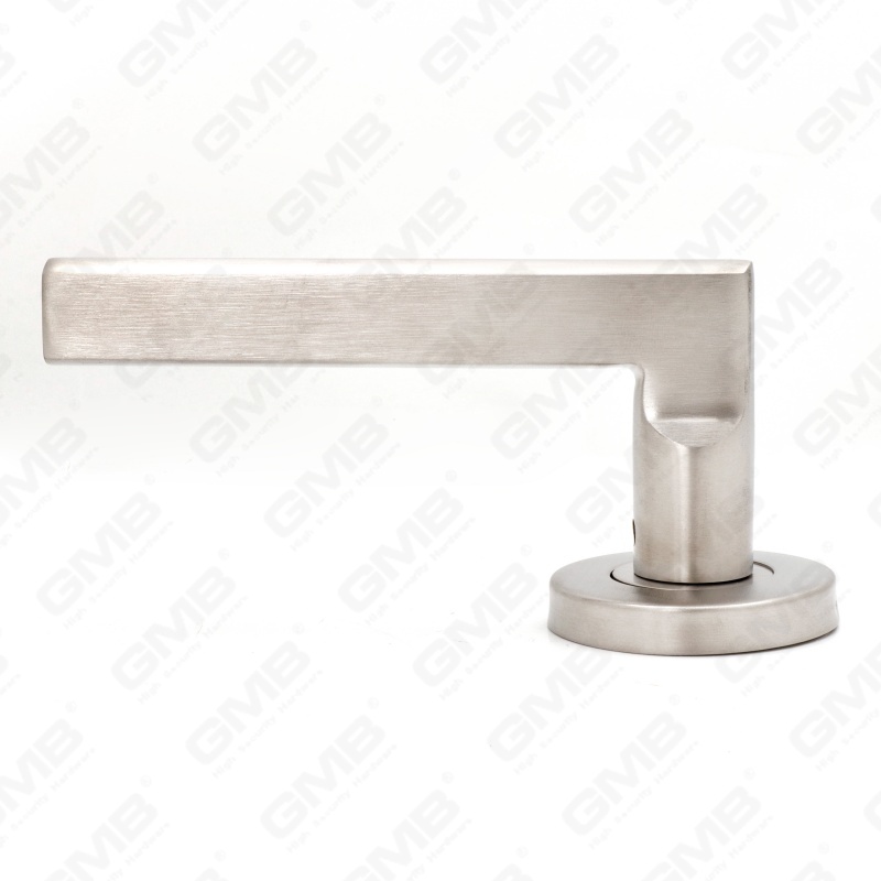 Alta calidad BS En1906 Grado 4 SUS304 Manija de palanca de puerta interior de rosa redonda de entrada de acero inoxidable (LHT011)