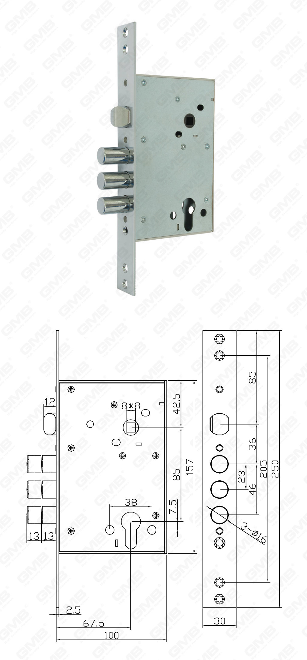 01 Alta seguridad Mortice Lock_262RL-BC-42