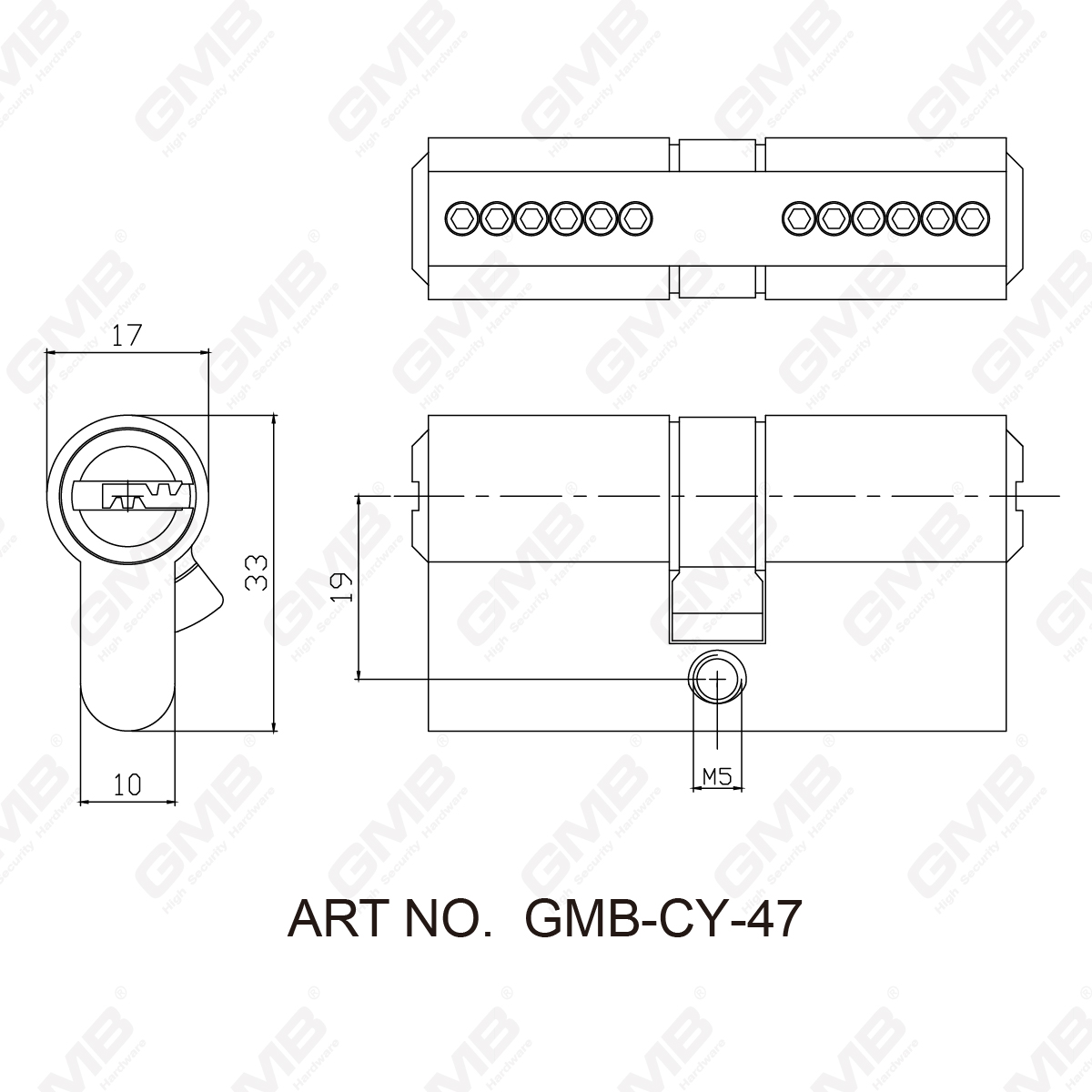 Cilindro de lat&oacute;n de seguridad con estructura desmontable (GMB-CY-47) -07