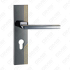Tirador de la manija de la puerta Herrajes para puertas de madera Manija de la cerradura de la manija de la puerta en la placa para la cerradura de embutir de aleación de zinc o manija de la placa de la puerta de acero (TM400768-HG)