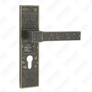 Manija de la puerta Tire de la puerta de madera Hardware Manja de la puerta de la puerta en el plato para el bloque de mortaja por aleación de zinc o mango de placa de puerta de acero (ZM40189-DAB)