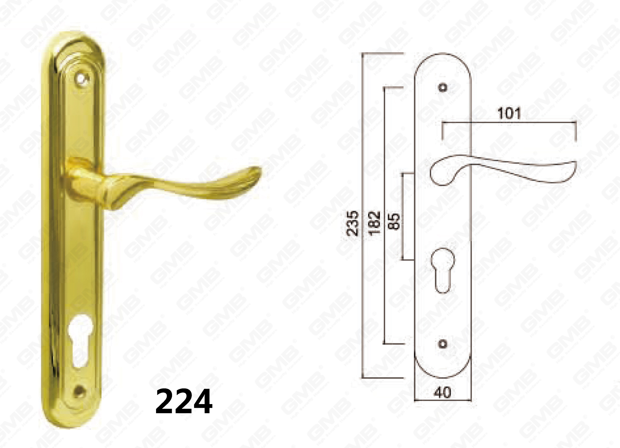 Mango de placa de aleaci&oacute;n de zinc