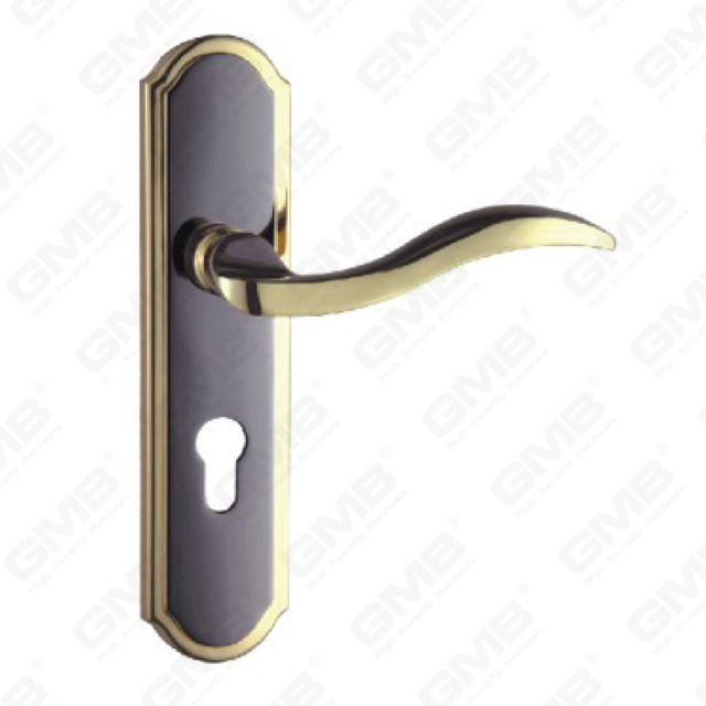 Tirador de la manija de la puerta Herrajes para puertas de madera Manija de la cerradura de la manija de la puerta en la placa para la cerradura de embutir de aleación de zinc o manija de la placa de la puerta de acero (ZM59176-HG)