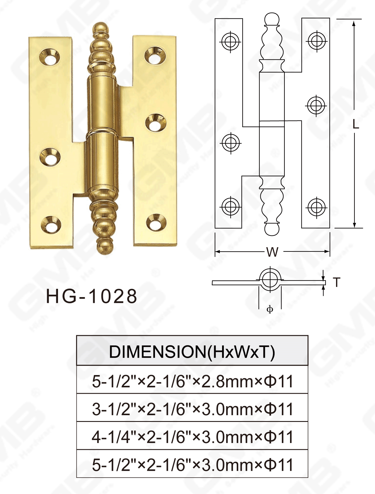 Serie de bisagras de lat&oacute;n_HG-1028-61