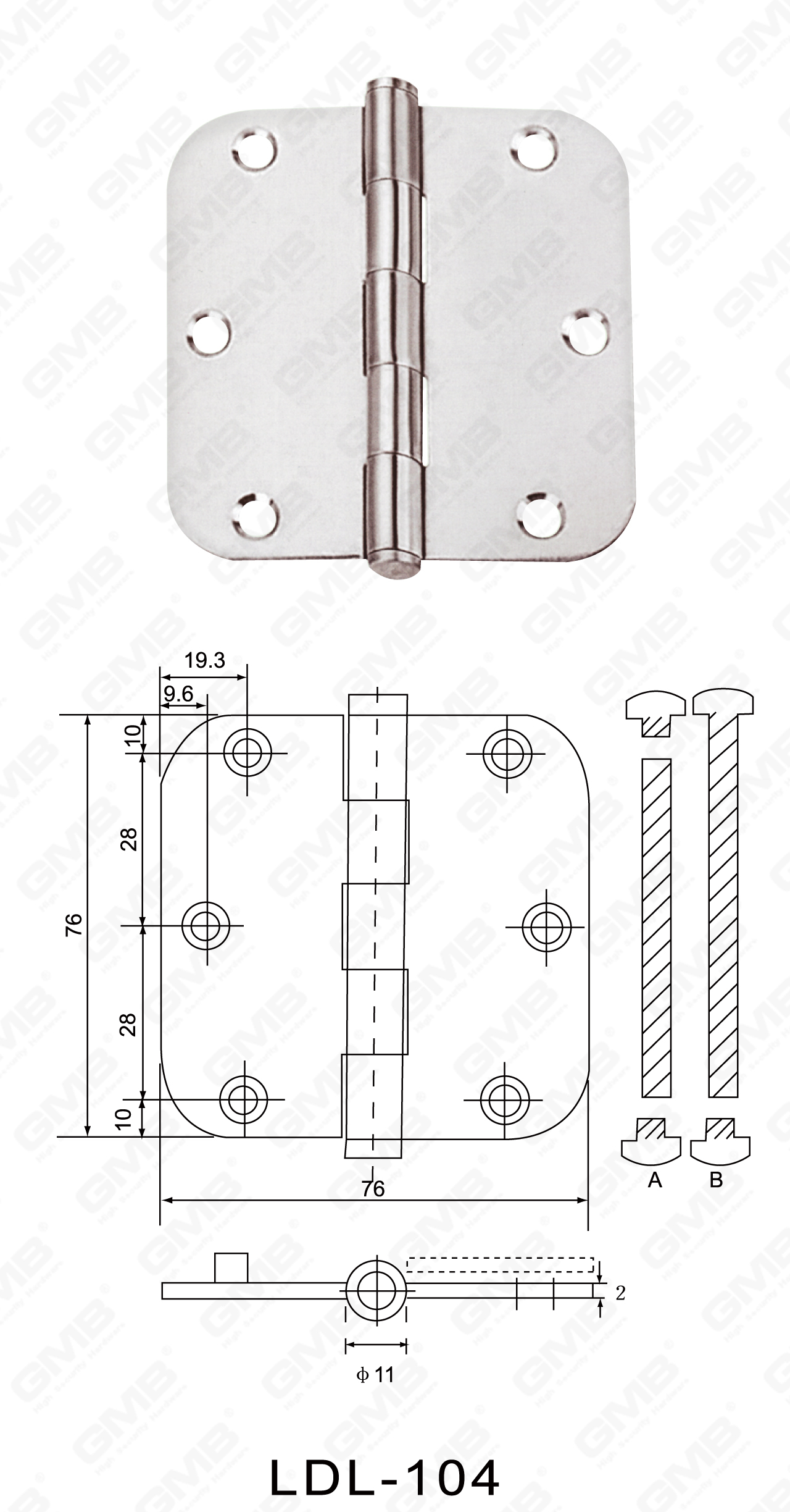 Serie de bisagra de acero inoxidable_ldl-104-11