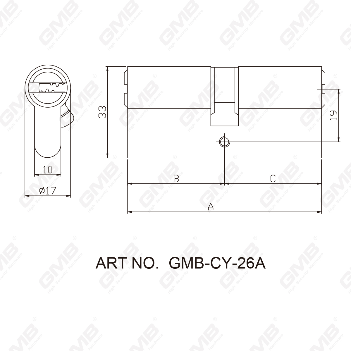 Cilindro de alta seguridad con forma de serpiente GMB-CY-26A -08