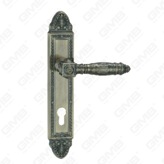 Manija de la puerta Pulga de hardware de la puerta de madera Manija de la puerta de la puerta en el plato para el bloqueo de mortaja por aleación de zinc o mango de placa de puerta de acero (L861-E08-AB)