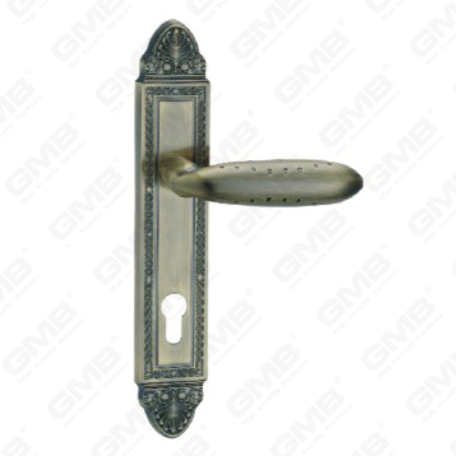 Manija de la puerta Pulga de la puerta de madera Manija de mando de la puerta de la puerta en el plato para el bloque de mortaja por aleación de zinc o mango de placa de puerta de acero (L861-RA16-AB)