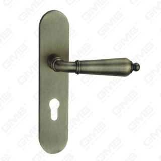 Manija de la puerta Pulga de la puerta de madera Manija de mando de la puerta de la puerta en el plato para el bloque de mortaja por aleación de zinc o mango de placa de puerta de acero (ZM583-E01-DAB)