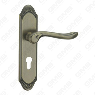 Manija de la puerta Pulga de hardware de la puerta de madera Manija de la puerta de la puerta en el plato para el bloque de mortaja por aleación de zinc o mango de placa de puerta de acero (CM577-C100-DAB)