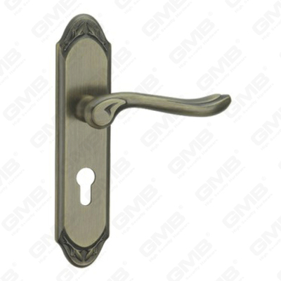 Tirador de la manija de la puerta Herrajes para puertas de madera Manija de la cerradura de la manija de la puerta en la placa para la cerradura de embutir de aleación de zinc o manija de la placa de la puerta de acero (CM577-C100-DAB)