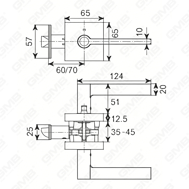 Cerradura de puerta interior de aleación de zinc/aluminio estándar ANSI UL, cerradura de palanca de manija de seguridad cilíndrica comercial tubular (9172)