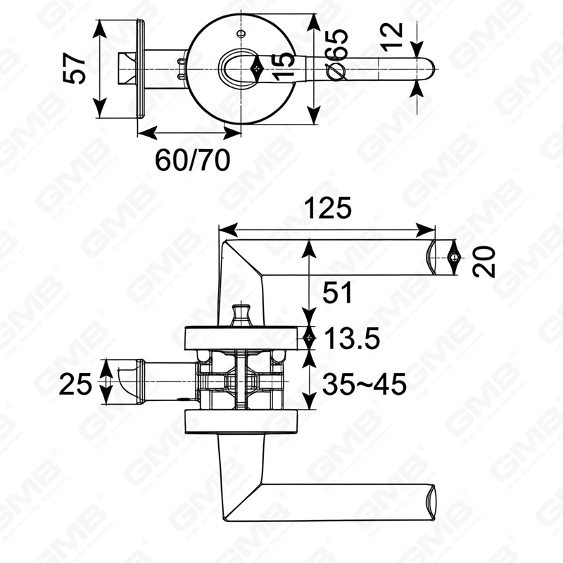 Cerradura de puerta interior de aluminio/aleación de zinc estándar ANSI UL, cerradura de palanca de manija de seguridad cilíndrica comercial tubular (9182)