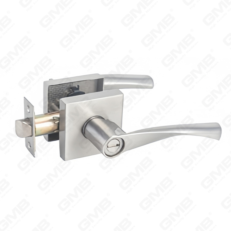 Serie de cerradura de puerta con palanca tubular de alta resistencia, cerradura de manija de puerta de entrada con roseta cuadrada de aleación de zinc (A2023)