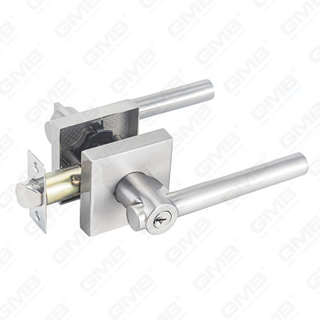 Serie de cerradura de puerta con palanca tubular de alta resistencia, cerradura de manija de puerta de entrada con roseta cuadrada de aleación de zinc (A2025)