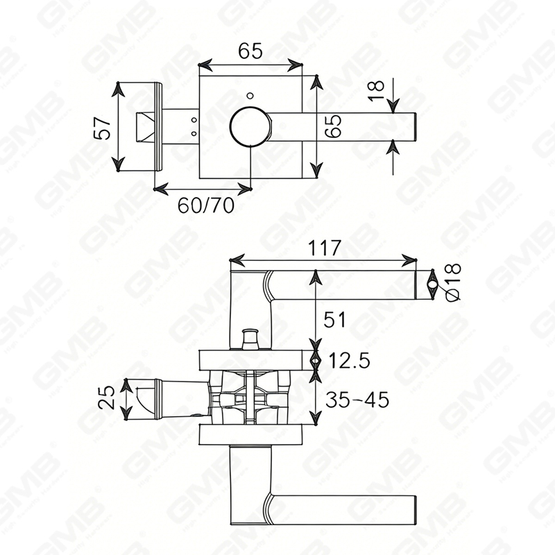 Cerradura de puerta interior de aleación de zinc/aluminio estándar ANSI UL, cerradura de palanca de manija de seguridad cilíndrica comercial tubular (9167)