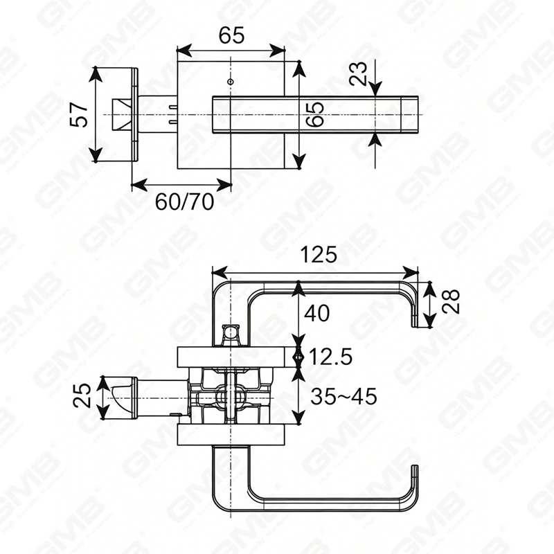 Cerradura de puerta interior de aluminio/aleación de Zinc estándar ANSI UL, cerradura de palanca de manija de seguridad cilíndrica comercial Tubular (9166)