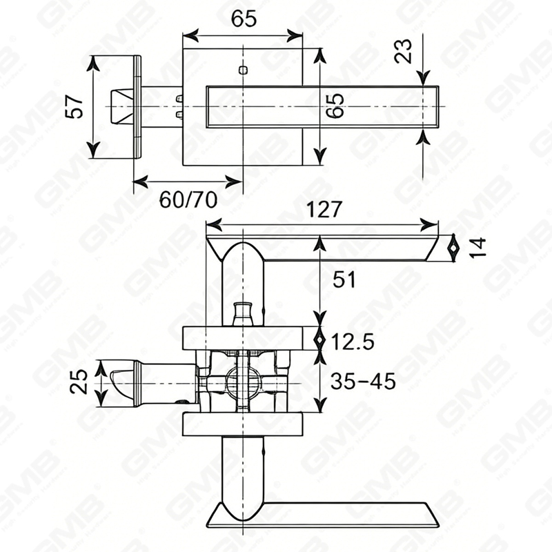 Cerradura de puerta interior de aluminio/aleación de zinc estándar ANSI UL, cerradura de palanca de manija de seguridad cilíndrica comercial tubular (9169)