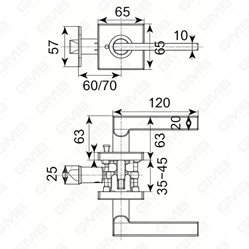 Cerradura de puerta interior de aleación de zinc/aluminio estándar ANSI UL, cerradura de palanca de manija de seguridad cilíndrica comercial tubular (9270)