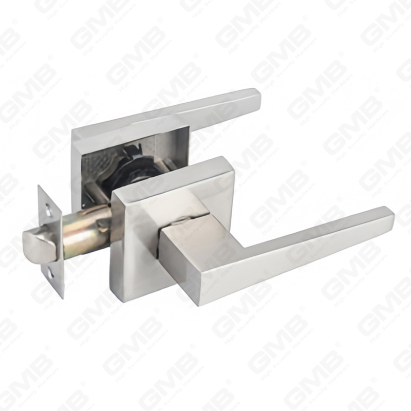 Serie de cerradura de puerta con palanca tubular de alta resistencia, cerradura de manija de puerta de entrada con roseta cuadrada de aleación de zinc (A2020)
