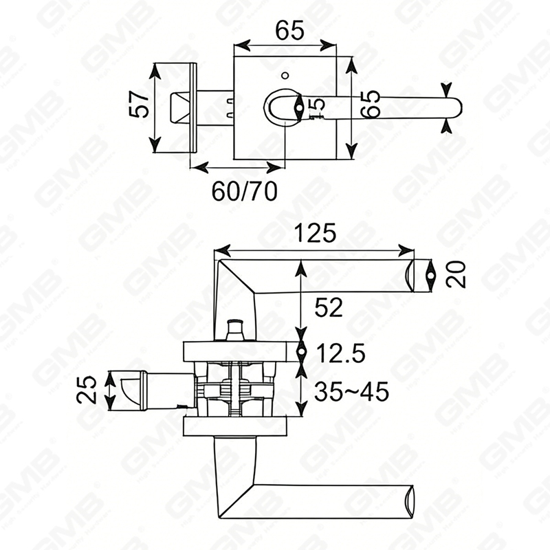 Cerradura de puerta interior de aluminio/aleación de zinc estándar ANSI UL, cerradura de palanca de manija de seguridad cilíndrica comercial tubular (9182)