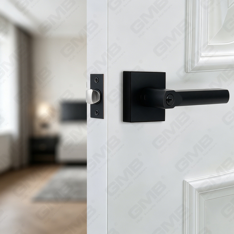 Serie de cerradura de puerta con palanca tubular de alta resistencia, cerradura de manija de puerta de entrada con roseta cuadrada de aleación de zinc (A2022)