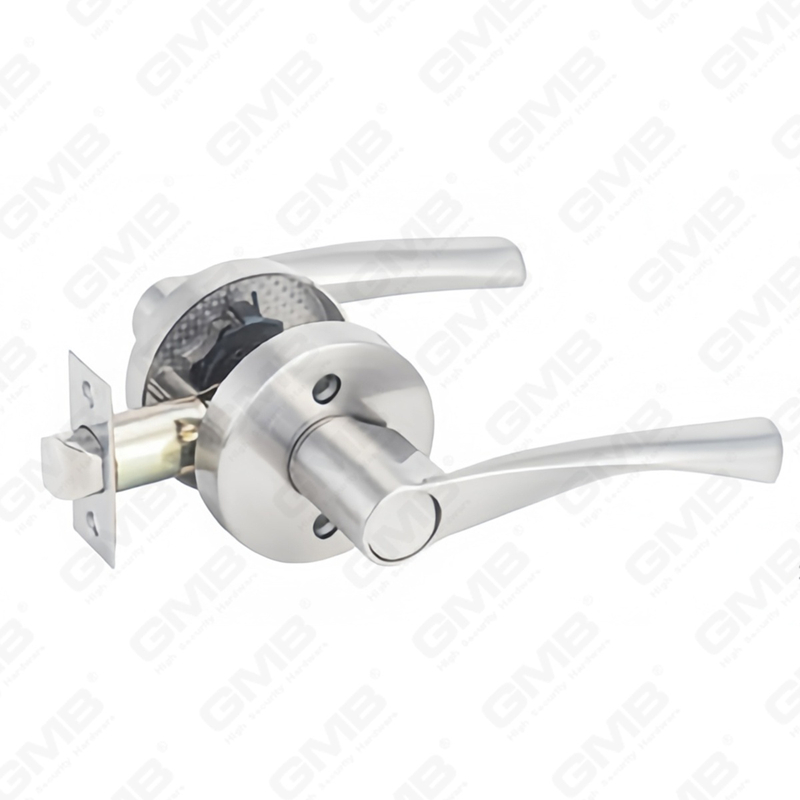 Serie de cerradura de puerta con palanca tubular de alta resistencia, cerradura de manija de puerta de entrada con roseta redonda de aleación de zinc (B2023)