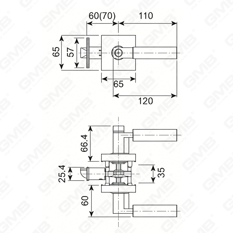 Heavy Duty Tubular Lever Door Lock Series, Zinc alloy Square Rosette Entry Door Handle Lock（A2021）