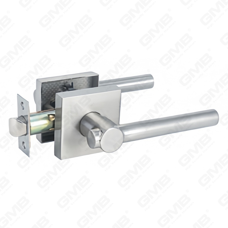 Serie de cerradura de puerta con palanca tubular de alta resistencia, cerradura de manija de puerta de entrada con roseta cuadrada de aleación de zinc (A2025)