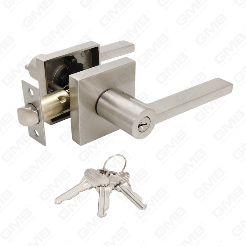 Serie de cerraduras de puerta con palanca tubular de alta resistencia, cerradura de manija de puerta de entrada con roseta cuadrada de aluminio (S2270)