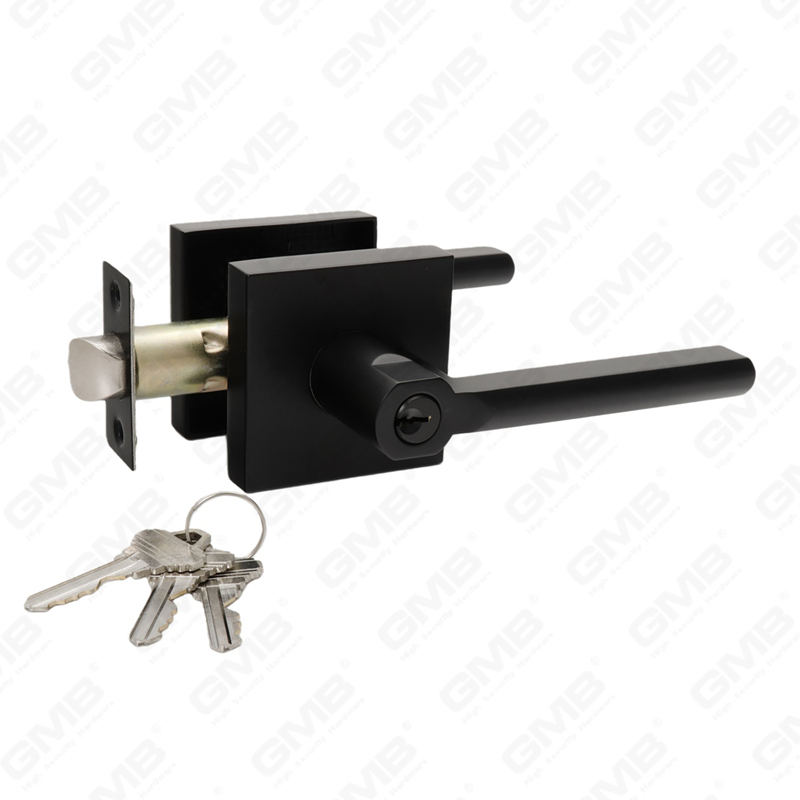 Serie de cerradura de puerta con palanca tubular de alta resistencia, cerradura de manija de puerta de entrada con roseta cuadrada de aleación de zinc (A2022)